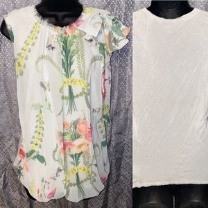 ⬇️TedBaker floral shoulder tie top
